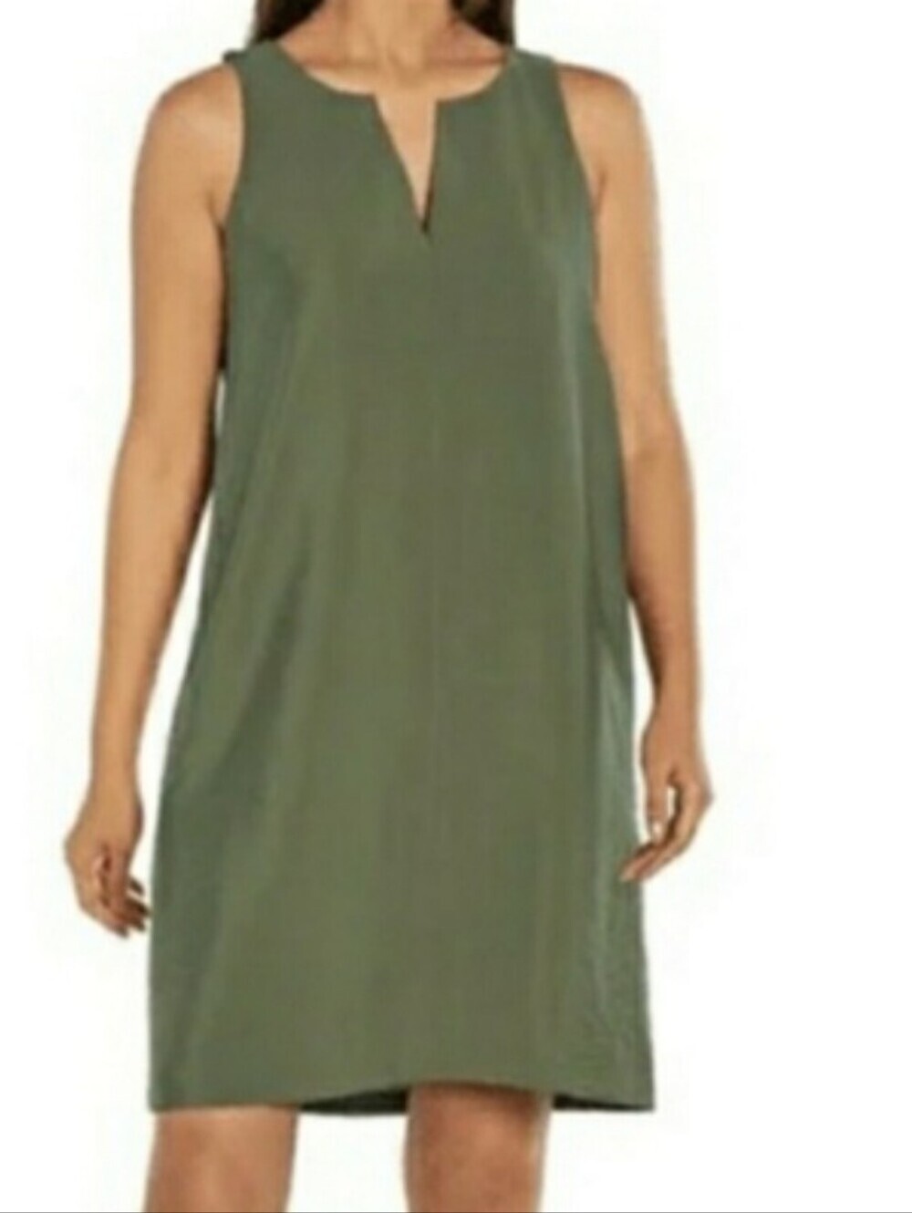 Banana Republic Olive Green Sleeveless Midi Dress Size M 85% Rayon 15% Nylon